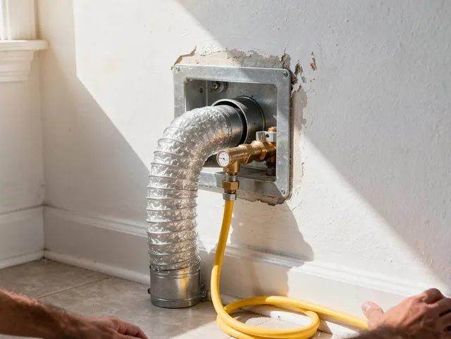 Oxford Dryer Vent Cleaning certified technician performing specialized gas dryer vent cleaning in Oxford